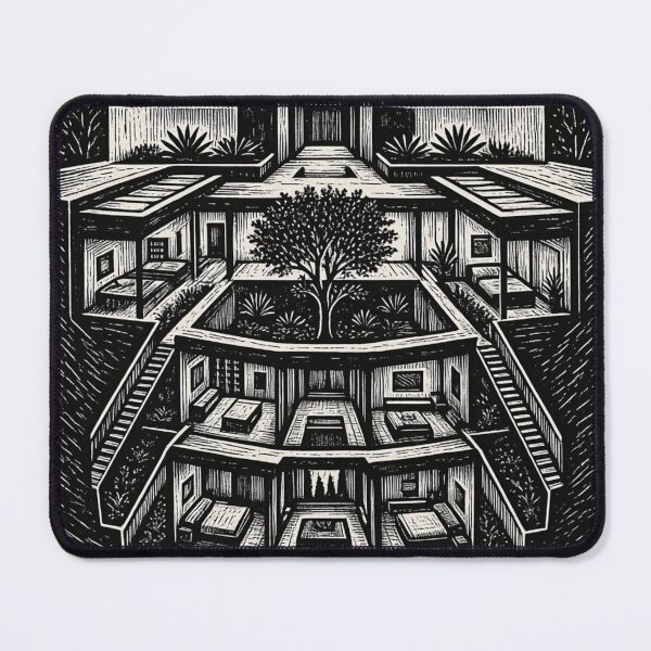 Item preview, Monochrome Linocut Modern Villa Architecture. designed and sold by suha-art.