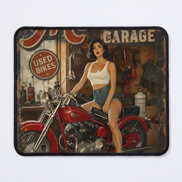 Item preview, Retro Displate - Mona's Garage 2 designed and sold by AiFantasticArt.