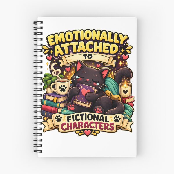 Item preview, Emotionally Attached To Fictional Characters Black Cat Book Lover Design designed and sold by CreativeLook25.