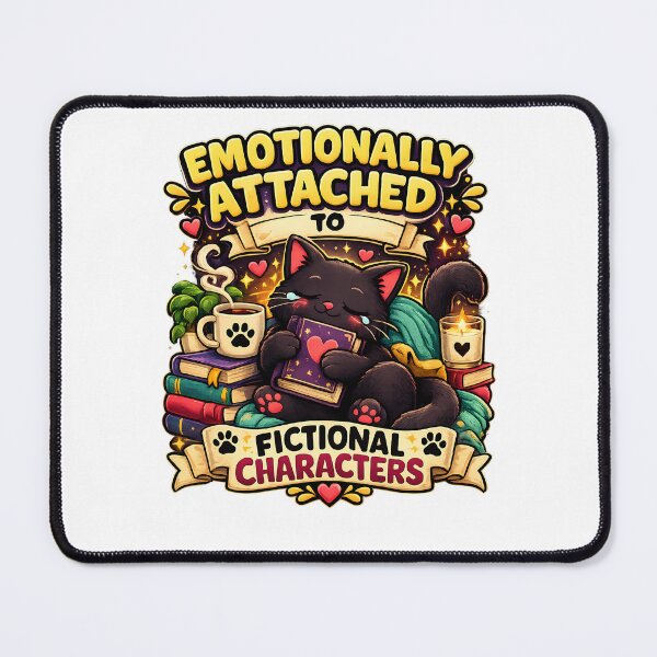 Item preview, Emotionally Attached To Fictional Characters Black Cat Book Lover Design designed and sold by CreativeLook25.