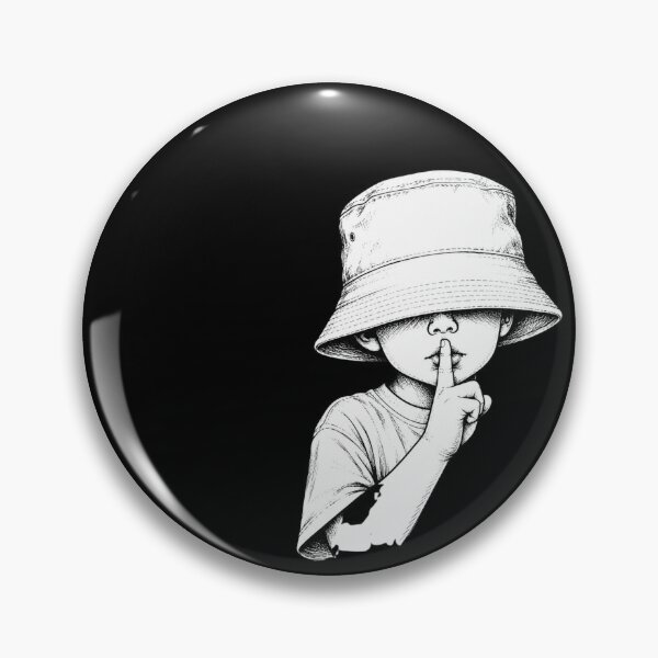 Item preview, Shhh Quiet Streetwear Bucket Hat Black and White Ink Illustration designed and sold by anemiche.