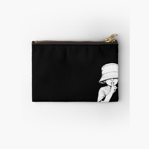 Item preview, Shhh Quiet Streetwear Bucket Hat Black and White Ink Illustration designed and sold by anemiche.