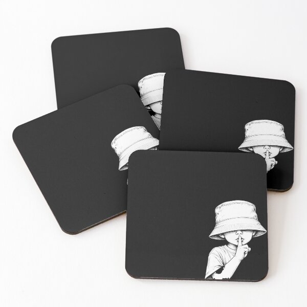 Item preview, Shhh Quiet Streetwear Bucket Hat Black and White Ink Illustration designed and sold by anemiche.