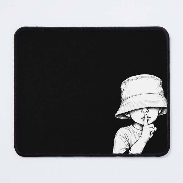 Item preview, Shhh Quiet Streetwear Bucket Hat Black and White Ink Illustration designed and sold by anemiche.
