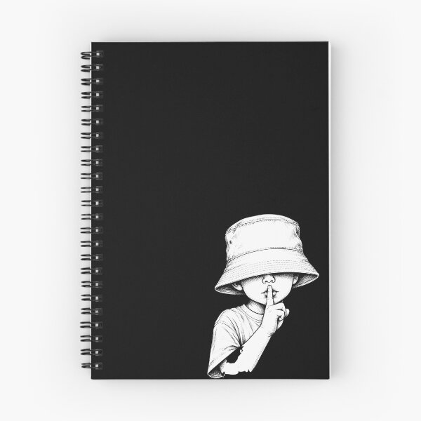 Item preview, Shhh Quiet Streetwear Bucket Hat Black and White Ink Illustration designed and sold by anemiche.