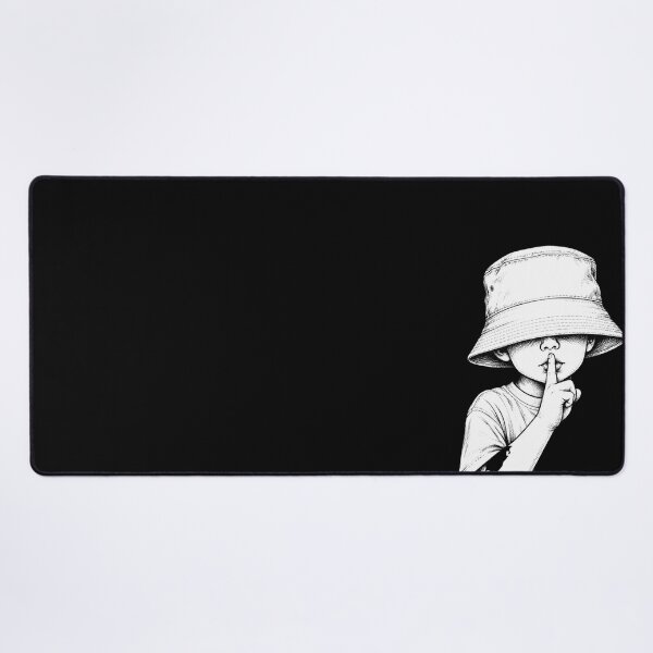 Item preview, Shhh Quiet Streetwear Bucket Hat Black and White Ink Illustration designed and sold by anemiche.