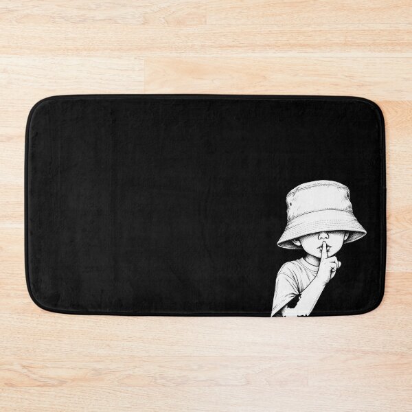 Item preview, Shhh Quiet Streetwear Bucket Hat Black and White Ink Illustration designed and sold by anemiche.