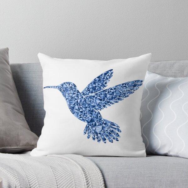 Item preview, Gentle Hummingbird Blue Triangular Mosaic Silhouette Design designed and sold by DymondDesigns.