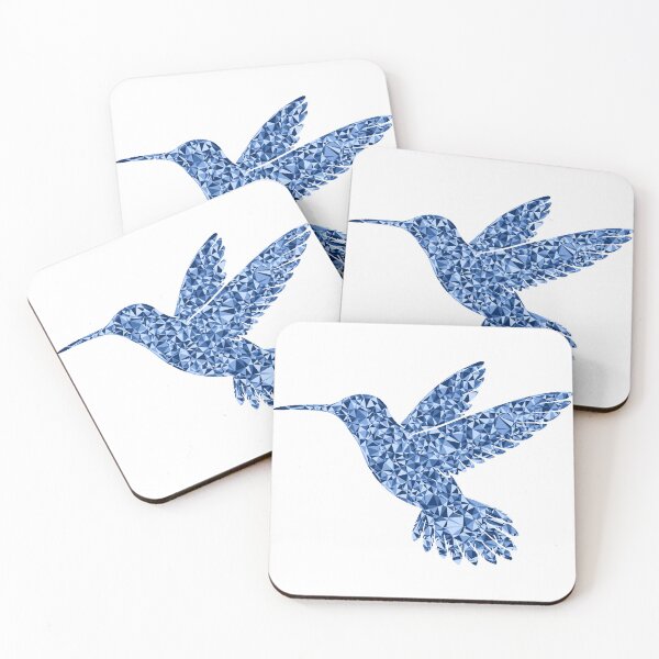 Item preview, Gentle Hummingbird Blue Triangular Mosaic Silhouette Design designed and sold by DymondDesigns.
