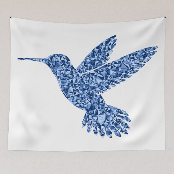 Item preview, Gentle Hummingbird Blue Triangular Mosaic Silhouette Design designed and sold by DymondDesigns.