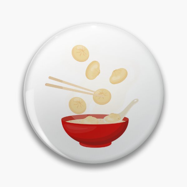 Item preview, Dumplings into Red Bowl – Chinese Food Illustration designed and sold by EmeraldeaArt.