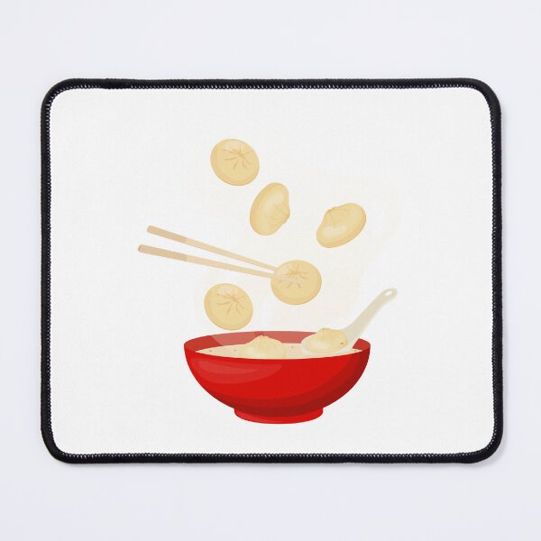 Item preview, Dumplings into Red Bowl – Chinese Food Illustration designed and sold by EmeraldeaArt.