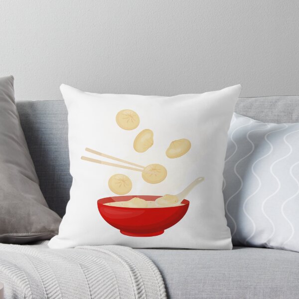 Item preview, Dumplings into Red Bowl – Chinese Food Illustration designed and sold by EmeraldeaArt.