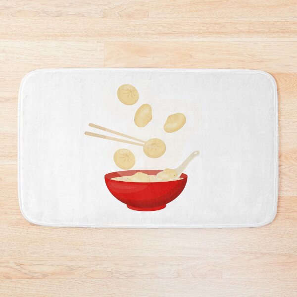 Item preview, Dumplings into Red Bowl – Chinese Food Illustration designed and sold by EmeraldeaArt.