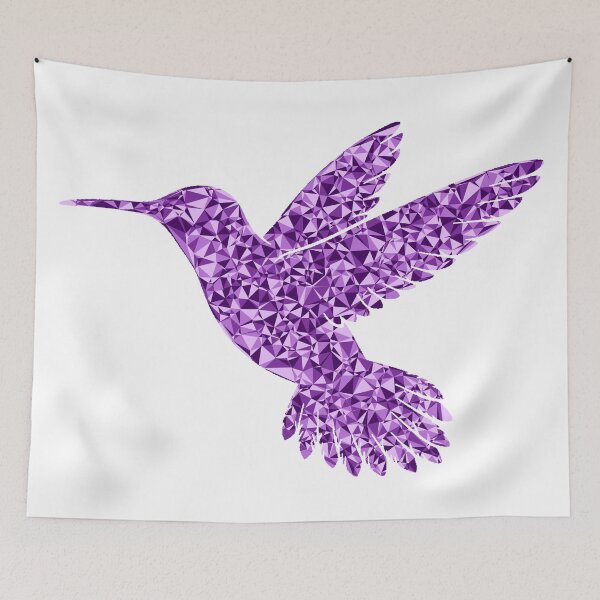 Item preview, Gentle Hummingbird Purple Triangular Mosaic Silhouette Design designed and sold by DymondDesigns.
