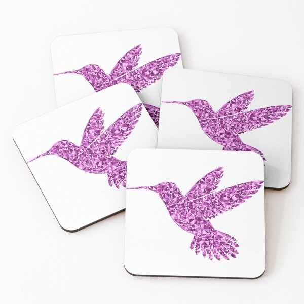 Item preview, Gentle Hummingbird Pink Triangular Mosaic Silhouette Design designed and sold by DymondDesigns.