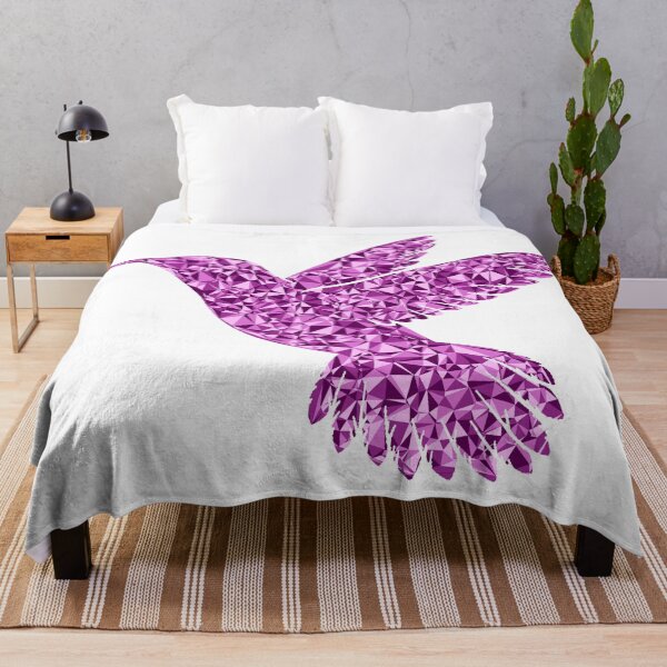 Item preview, Gentle Hummingbird Pink Triangular Mosaic Silhouette Design designed and sold by DymondDesigns.