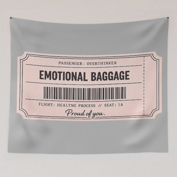 Item preview, Emotional Baggage Retro Ticket Funny Overthinker Mental Health designed and sold by Timeless Junction.