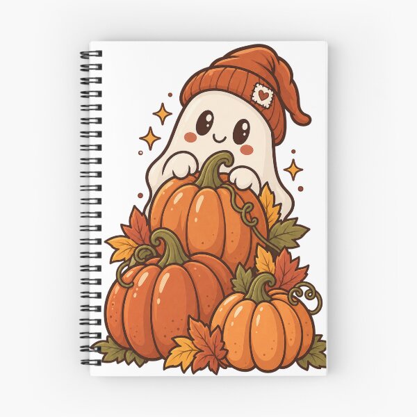 Item preview, Autumn Ghost With Pumpkins Illustration designed and sold by Tin Robot Co..