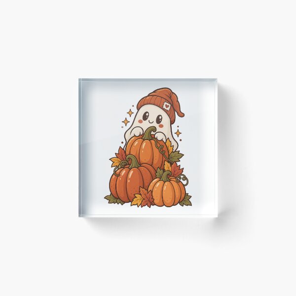 Item preview, Autumn Ghost With Pumpkins Illustration designed and sold by Tin Robot Co..