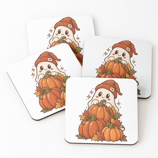Item preview, Autumn Ghost With Pumpkins Illustration designed and sold by Tin Robot Co..