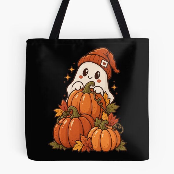 Item preview, Autumn Ghost With Pumpkins Illustration designed and sold by Tin Robot Co..