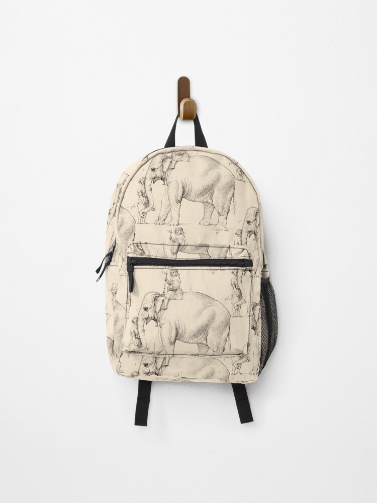 Thumbnail 1 of 3, Backpack, Elephant With Rider and Handler Ink Study designed and sold by artofuniverse.