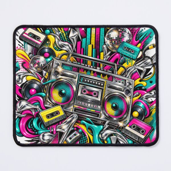Item preview, Retro Boom Blast – Neon Music Street Art designed and sold by moditeck.