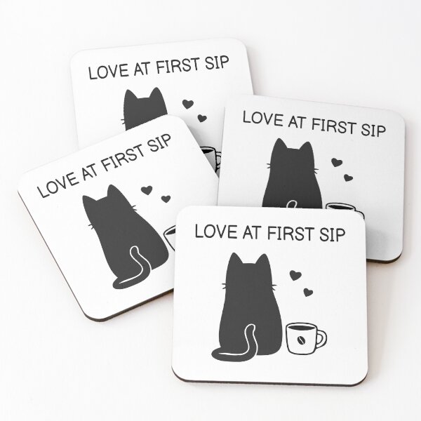 Item preview, Love At First Sip Funny Black Cat Sticker designed and sold by FUEGO & NOX.