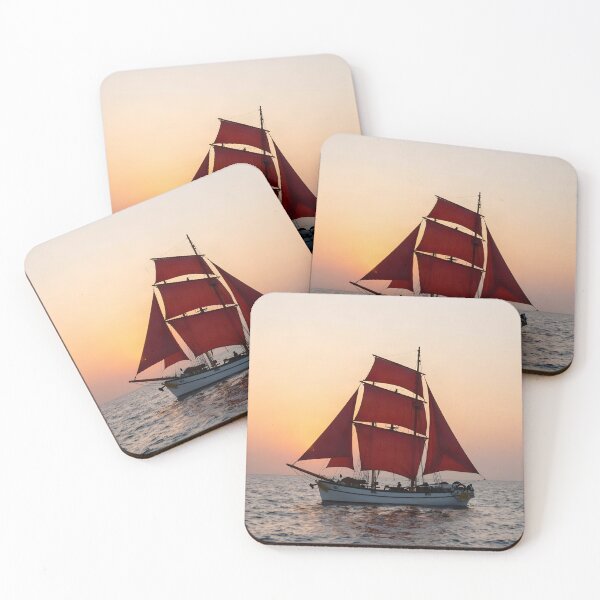Item preview, Scarlet Sails Brig: Romantic Sunset Voyage designed and sold by Serene Strokes Art.