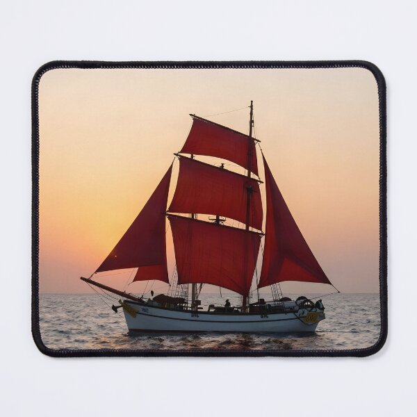 Item preview, Scarlet Sails Brig: Romantic Sunset Voyage designed and sold by Serene Strokes Art.
