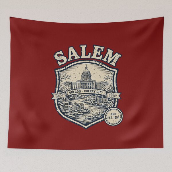 Item preview, Salem Oregon Cherry City Vintage Shield designed and sold by Normandy Road Heritage.