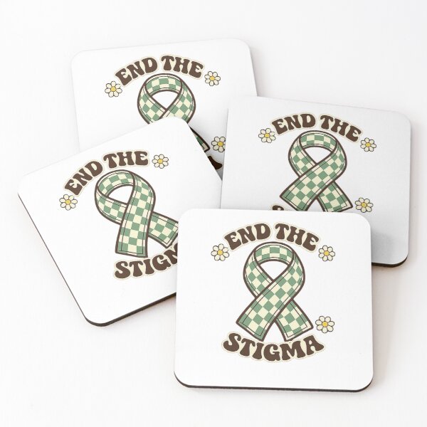 Item preview, End The Stigma Retro Green Ribbon Mental Health Awareness designed and sold by Timeless Junction.