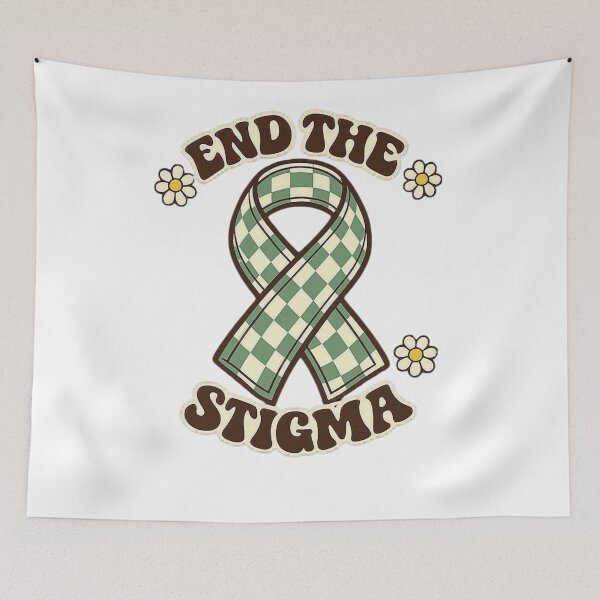 Item preview, End The Stigma Retro Green Ribbon Mental Health Awareness designed and sold by Timeless Junction.