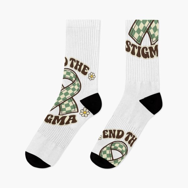 Item preview, End The Stigma Retro Green Ribbon Mental Health Awareness designed and sold by Timeless Junction.