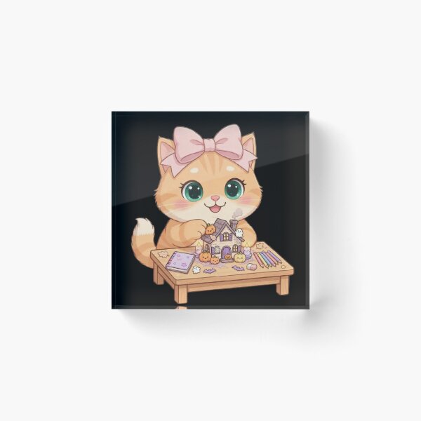 Item preview, Cute Halloween Crafting Cat Haunted House Table designed and sold by Moody Vibes Studio.