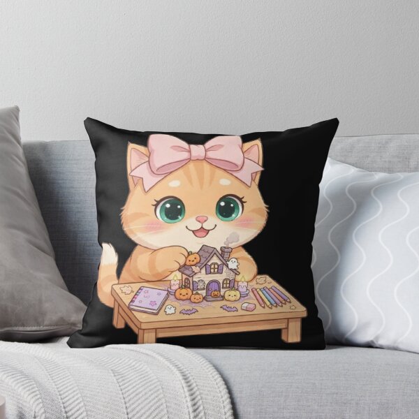 Item preview, Cute Halloween Crafting Cat Haunted House Table designed and sold by Moody Vibes Studio.