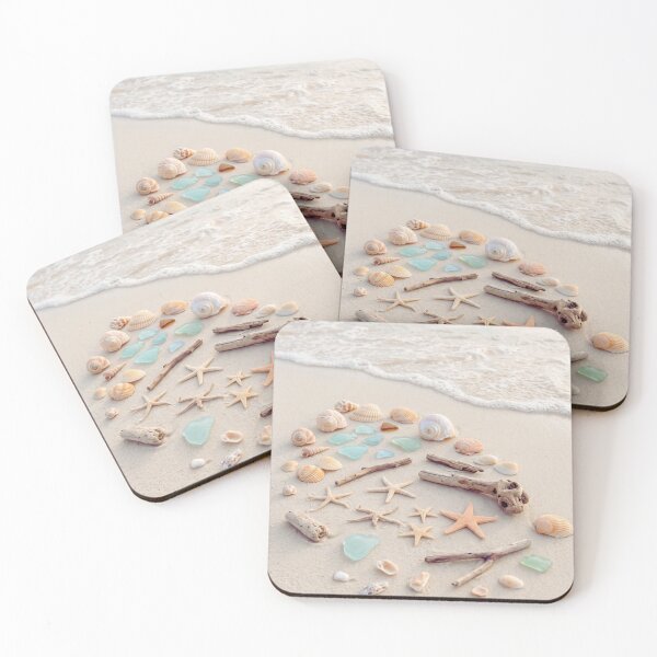 Item preview, Beach Collection – Starfish Shells Driftwood Sea Glass Flatlay Art Print – Coastal Decor designed and sold by @SHINTOSARTSTORE.