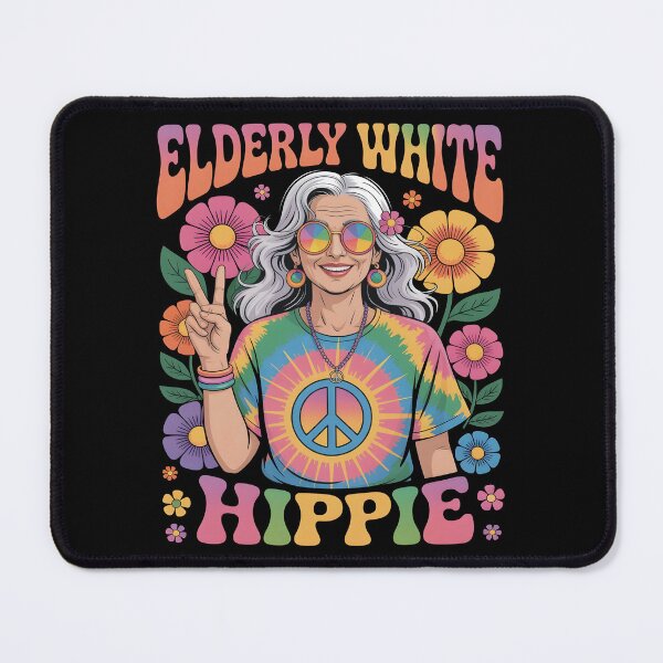 Item preview, Elderly White Hippie Woman Funny Retro Gift For Peace Lovers designed and sold by SkymarArt.