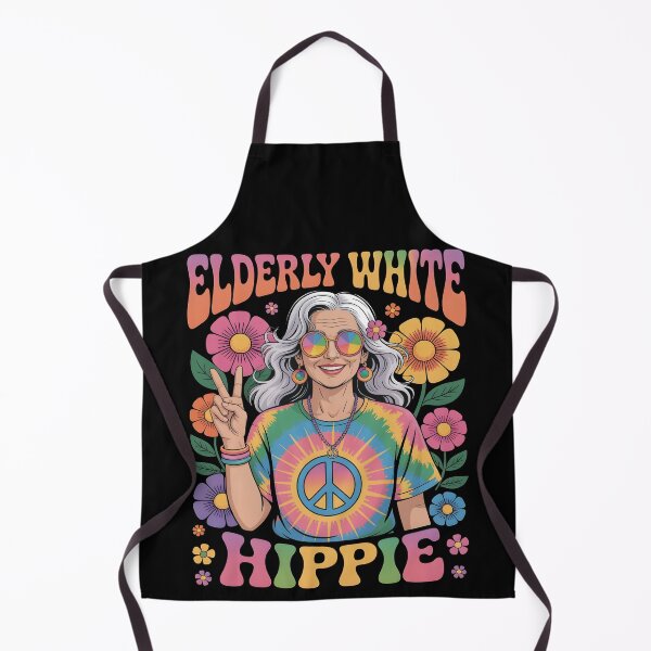 Item preview, Elderly White Hippie Woman Funny Retro Gift For Peace Lovers designed and sold by SkymarArt.