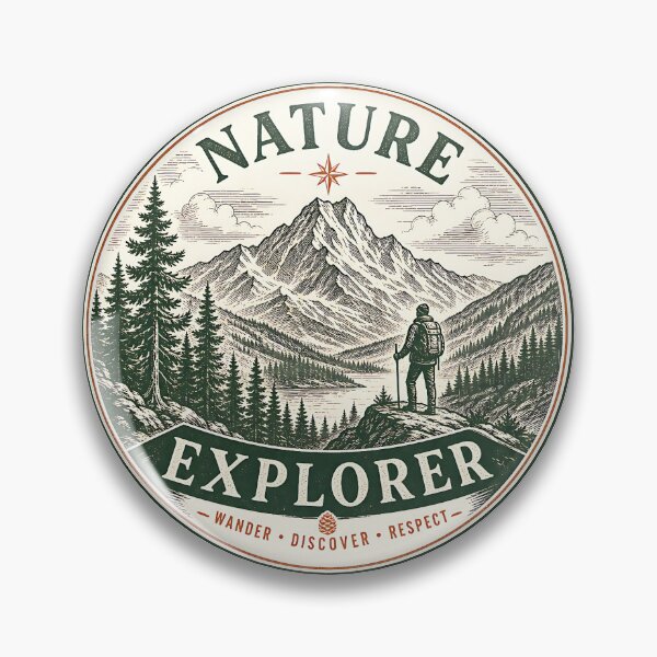 Item preview, Vintage Nature Explorer Mountain Adventure Design designed and sold by PrintandJoy.