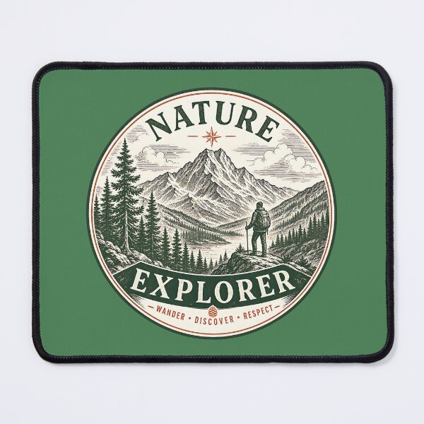 Item preview, Vintage Nature Explorer Mountain Adventure Design designed and sold by PrintandJoy.