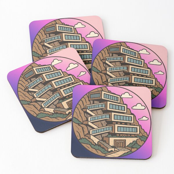 Item preview, Retro Modernist Cliffside Villa Architecture Illustration designed and sold by suha-art.