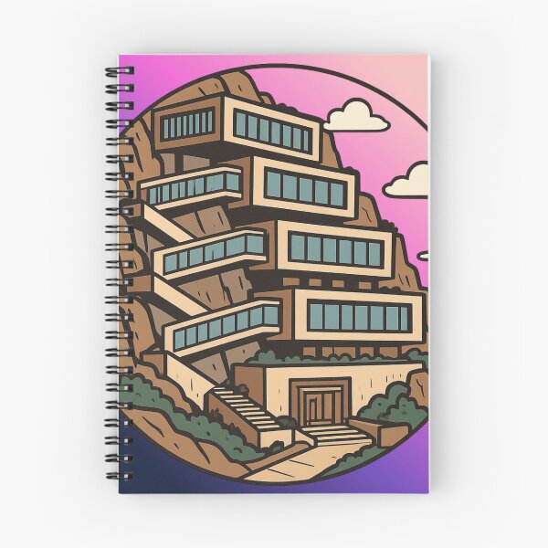 Item preview, Retro Modernist Cliffside Villa Architecture Illustration designed and sold by suha-art.