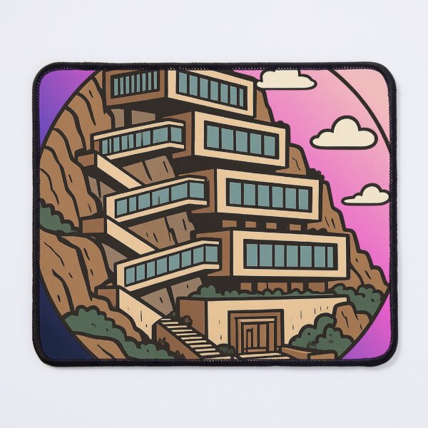 Item preview, Retro Modernist Cliffside Villa Architecture Illustration designed and sold by Suha Design Studio.