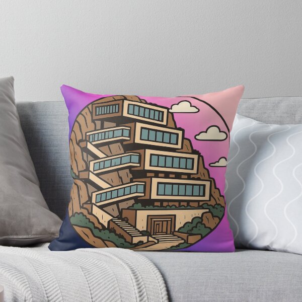 Item preview, Retro Modernist Cliffside Villa Architecture Illustration designed and sold by Suha Design Studio.
