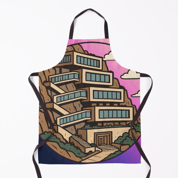 Item preview, Retro Modernist Cliffside Villa Architecture Illustration designed and sold by suha-art.