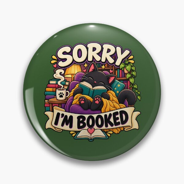 Item preview, Sorry I'm Booked Funny Black Cat Book Lover Reading Design designed and sold by CreativeLook25.