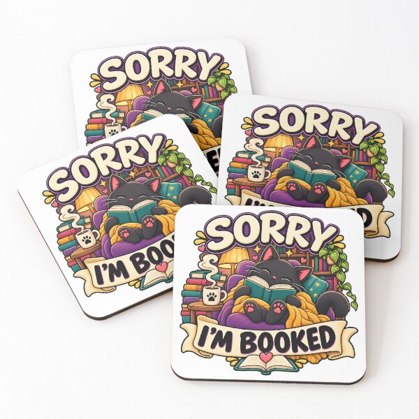 Item preview, Sorry I'm Booked Funny Black Cat Book Lover Reading Design designed and sold by CreativeLook25.