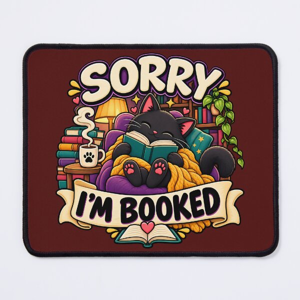 Item preview, Sorry I'm Booked Funny Black Cat Book Lover Reading Design designed and sold by CreativeLook25.